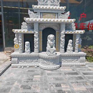 太原芝麻白中国黑石材套墓 花岗岩墓碑