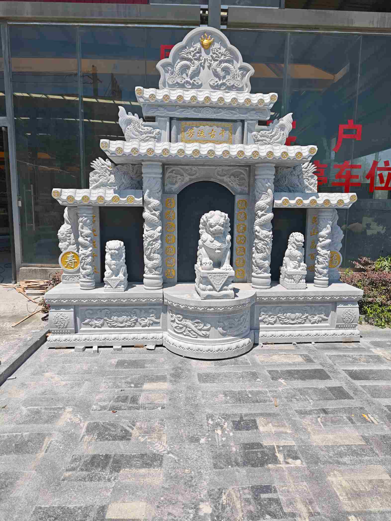 太原芝麻白中国黑石材套墓 花岗岩墓碑